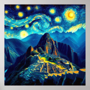Poster Noite Estrelada Machu Picchu Peru