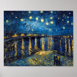 Poster Noite Estrelada no Ródano Van Gogh
