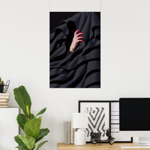 Poster Noite Estrelada Oculta Ilustração de Mão com Hijab