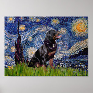 Pôster Noite Estrelada - Rottweiler (#6)