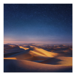 Pôster Noite Estrelada Sobre as Dunas do Deserto Dourado