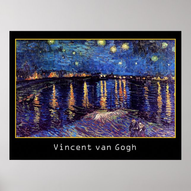 Poster Noite estrelada sobre o Rhone por Van Gogh (Frente)