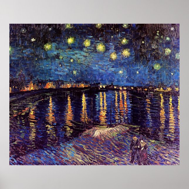 Poster Noite estrelada sobre o Rhone por Van Gogh (Frente)