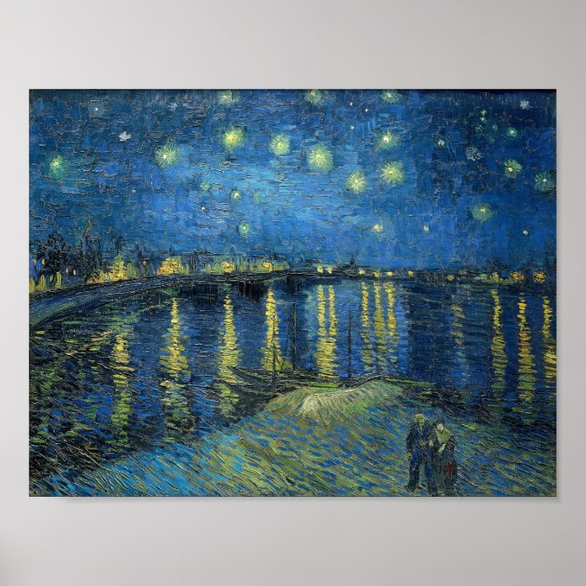 Poster Noite Estrelada sobre o Ródano de Vincent van Gogh (Frente)