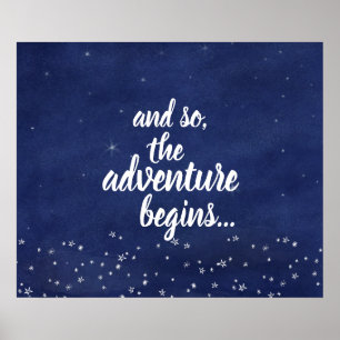 Poster Noite estrelado azul e assim a aventura começa