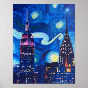 Poster Noite estrelado em inspirações de New York - de