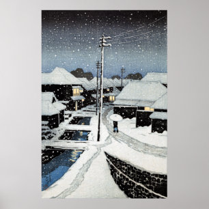 Poster Noite na Aldeia Terajima Hasui Kawase