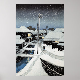 Poster Noite na Aldeia Terajima Hasui Kawase
