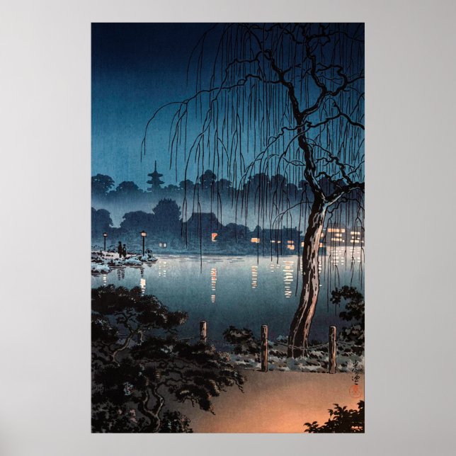 Poster Noite no Parque Ueno, por Tsuchiya Koitsu (Frente)