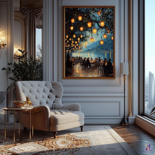 Poster Noite Romântica à Beira do Lago Estilo Impressioni (Criador carregado)