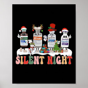 Poster Noite Silenciosa Feliz Natal Enfermeira Pílulas Fa