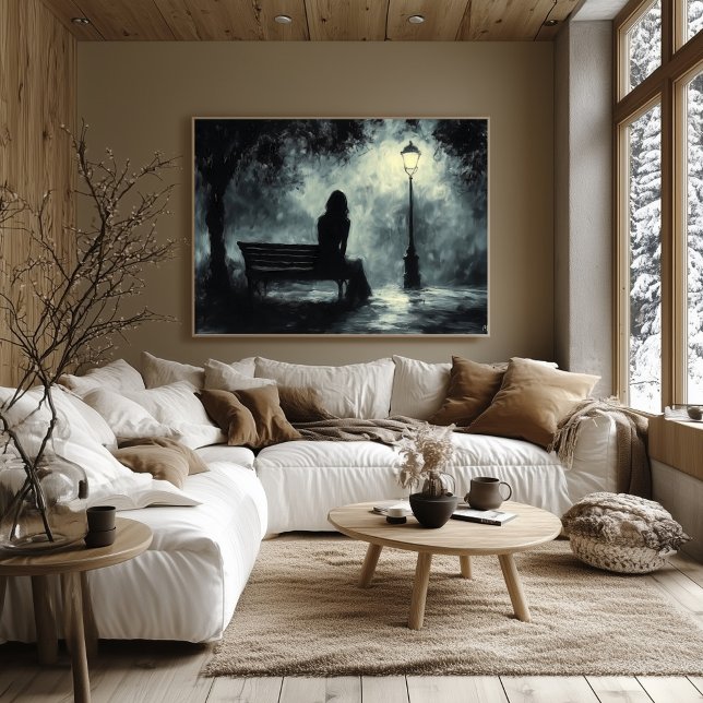 Poster Noite Solitária sob a Lâmpada da Rua (Criador carregado)