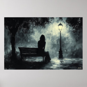 Poster Noite Solitária sob a Lâmpada da Rua