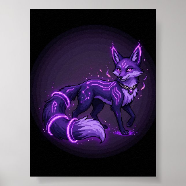 Poster Noitelúmen Raposa Espiritual Violeta Fantasia Canv (Frente)