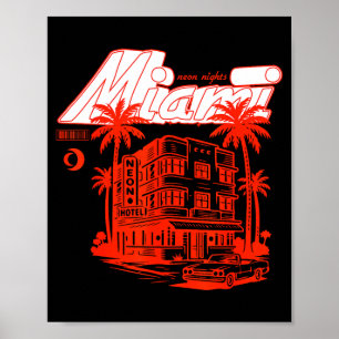 Poster Noites costeiras retro miami gráfico - arte vintag