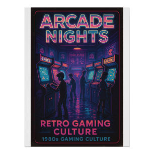 Pôster Noites de Arcade - Cultura Retroativa de Jogos
