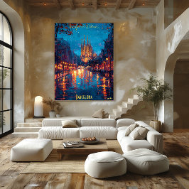 Poster Noites de Barcelona - Reflexos da Sagrada Família