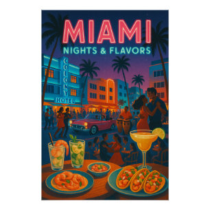 Pôster Noites de Miami - Comida e Vibes