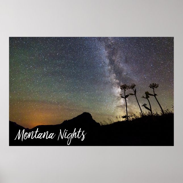 Poster Noites de Montana com montanhas e flores da Via Lá (Frente)