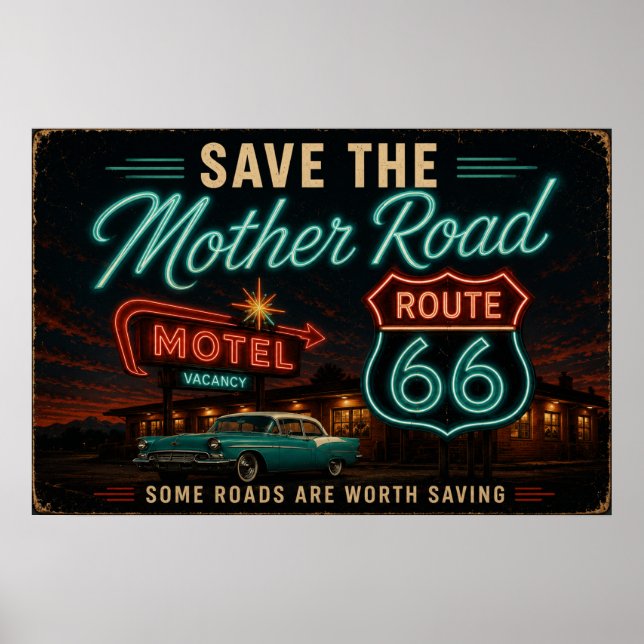 Poster Noites de Motel Neon na Rota 66 (Frente)