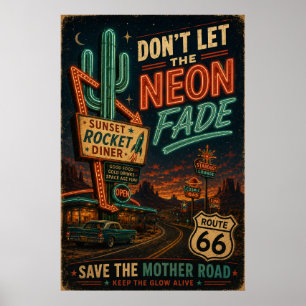 Poster Noites de Viagem pela Estrada Deserta da Rota 66 N