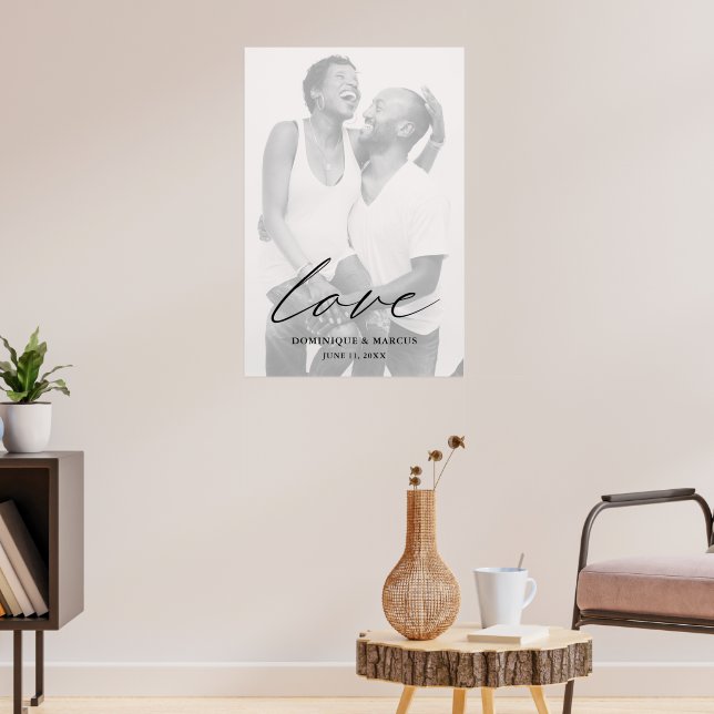Poster Noiva Casamento Moderno Chic Caligrafia Simples Fo (Sala de Estar 3)