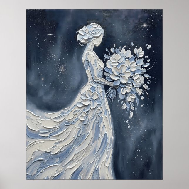 Poster Noiva Celestial Azul Impasto Silhueta (Frente)
