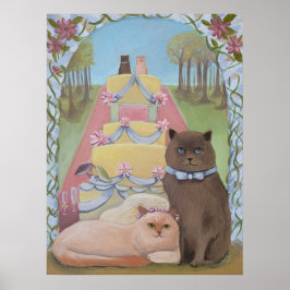 Poster Noiva de Casamento e Casal de Gato de Groom