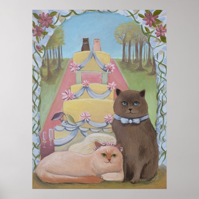 Poster Noiva de Casamento e Casal de Gato de Groom (Frente)