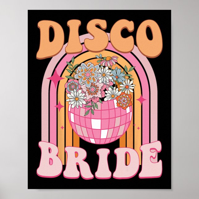Poster Noiva Disco Dama de Honra Arco-íris Retro Despedid (Frente)