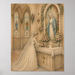 Poster Noiva do Altar Mariano Buquê de Noiva Casamento