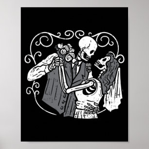 Poster Noiva do noivo crânio de açúcar engraçado dia dos