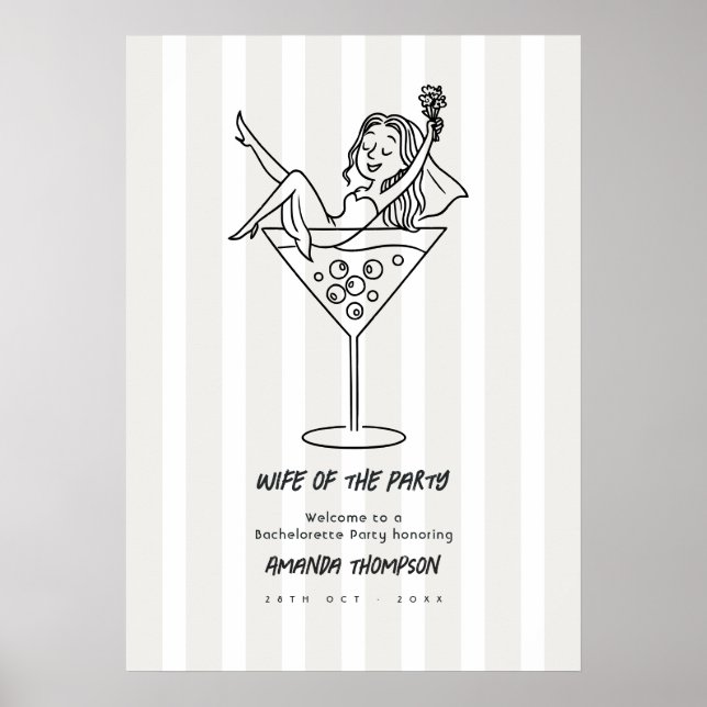 Poster Noiva do Partido Diva Martini Doodle Despedida de  (Frente)