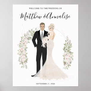 Poster Noiva e Casal de Casamento de Noite
