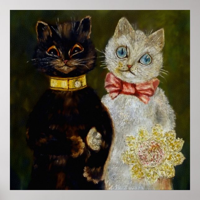 Poster "Noiva e noivo" de Louis Wain (Frente)