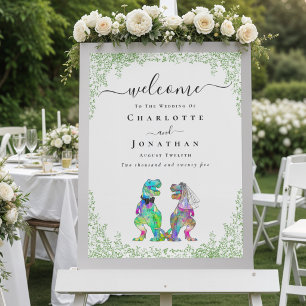 Poster Noiva e Noivo Dinossauro Casamento Personalizado B