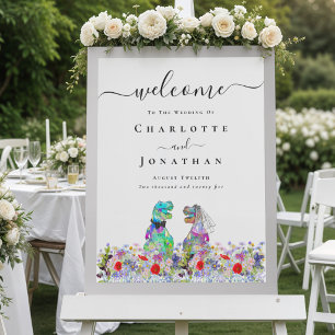 Poster Noiva e Noivo Dinossauros Casamento Personalizado