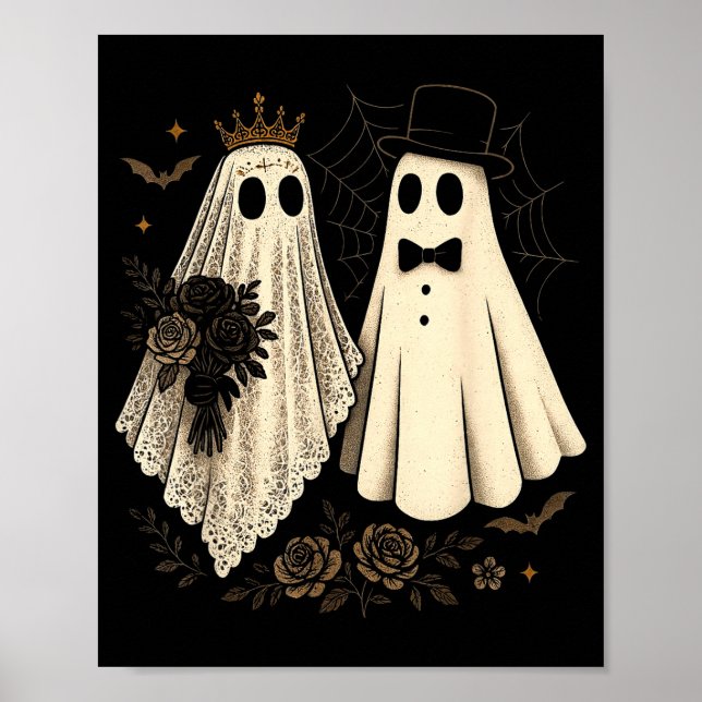 Poster Noiva e Noivo Fantasmas Assustadores Casamento de  (Frente)