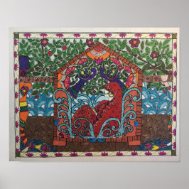 Poster noiva escolhida no palanquin no estilo Madhubani