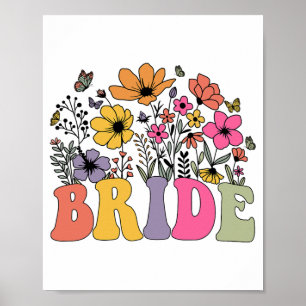Poster Noiva Floral Damas de Honra Flores Silvestres Groo