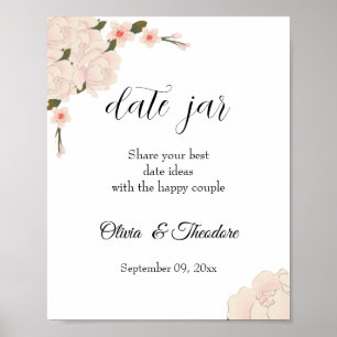 Poster Noiva Floral Rosa Elegante Data Jar