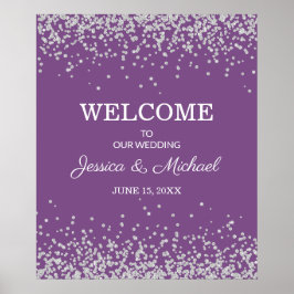 Poster Noiva Noivo Casamento Brilho Prata Roxo