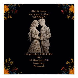 Pôster Noiva & Noivo Clássico Real