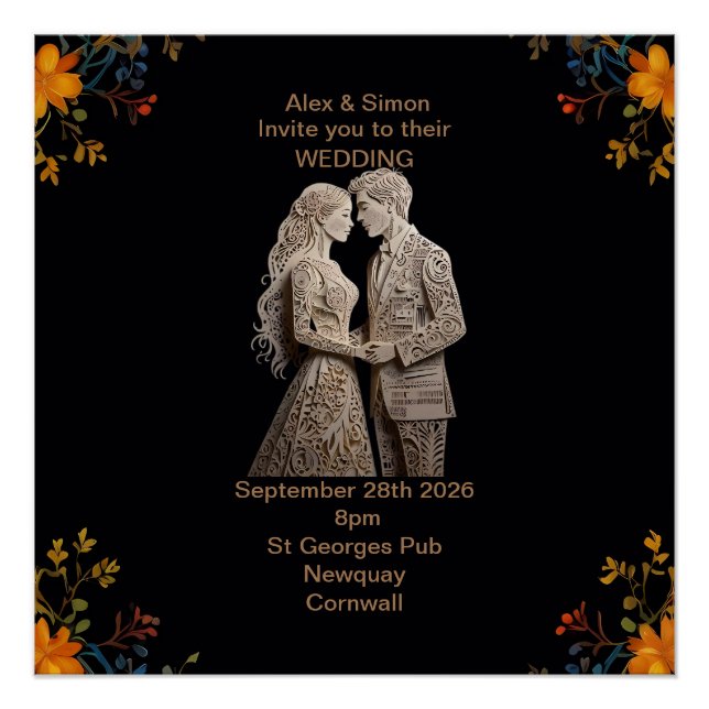 Pôster Noiva & Noivo Clássico Real (Frente)