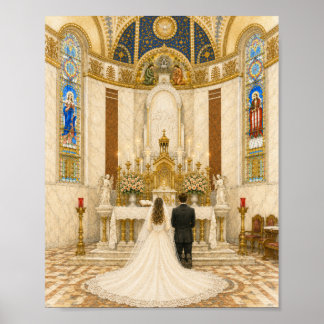 Poster Noiva & Noivo de Casamento Católico na Igreja 