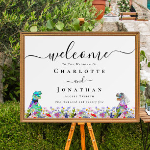 Poster Noiva & Noivo Dinossauro Casamento Personalizado B
