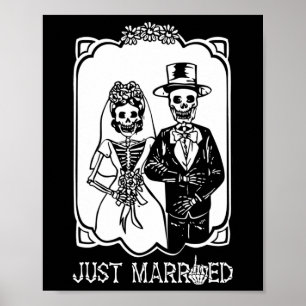 Poster Noiva Noivo Recém-Casados Esqueleto Casal de Hallo