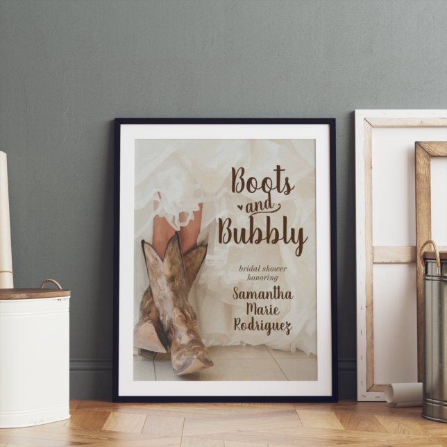 Poster Noiva Texana de Botas & Bubbly Chá de Noiva de Bot (Criador carregado)