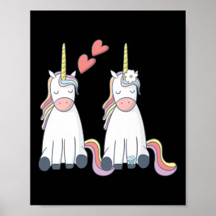 Poster Noiva Unicórnio Fofa e Noivo Enamorado Premium