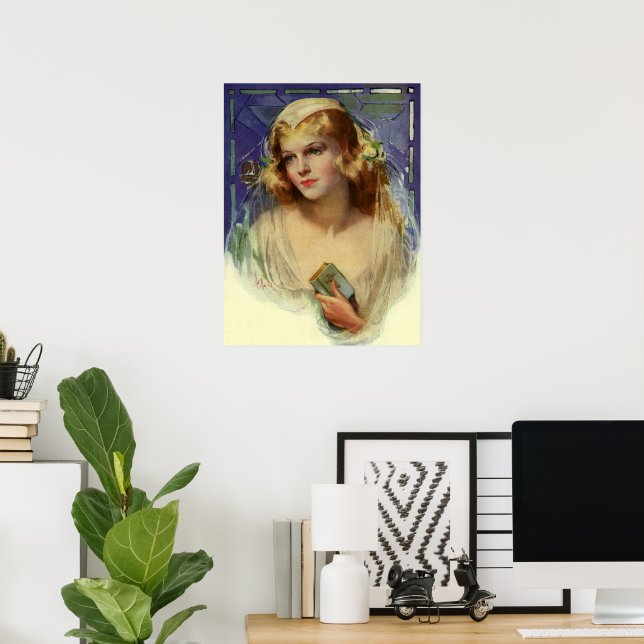 Pôster Noiva Vintage com um casamento religioso Bíblia (Escritório em casa)